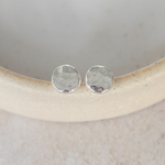 Recycled sterling silver medium nugget studs, handmade by Lucy Kemp Jewellery