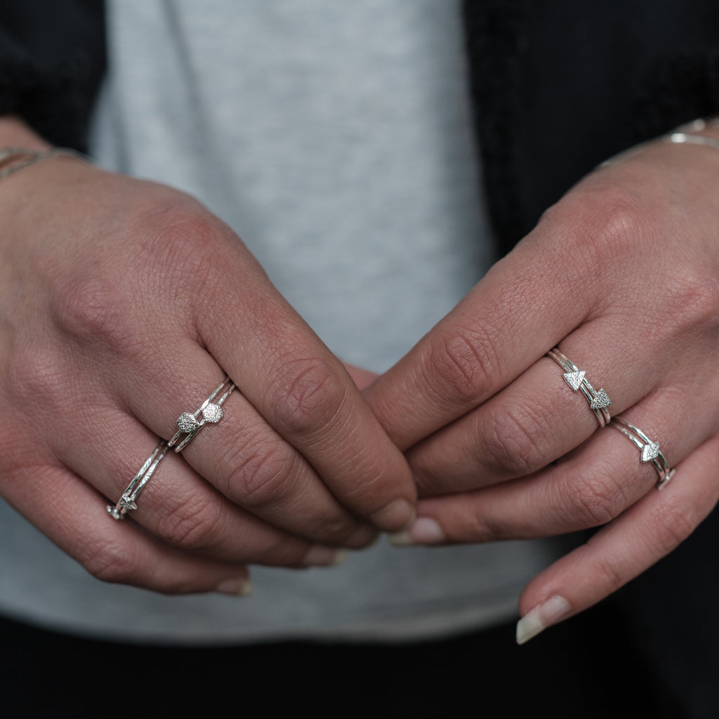 Sterling Silver Mini Charm Heart Ring