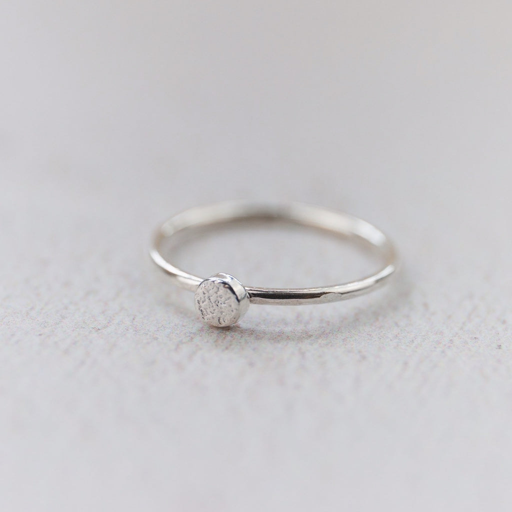 sterling silver mini circle charm ring