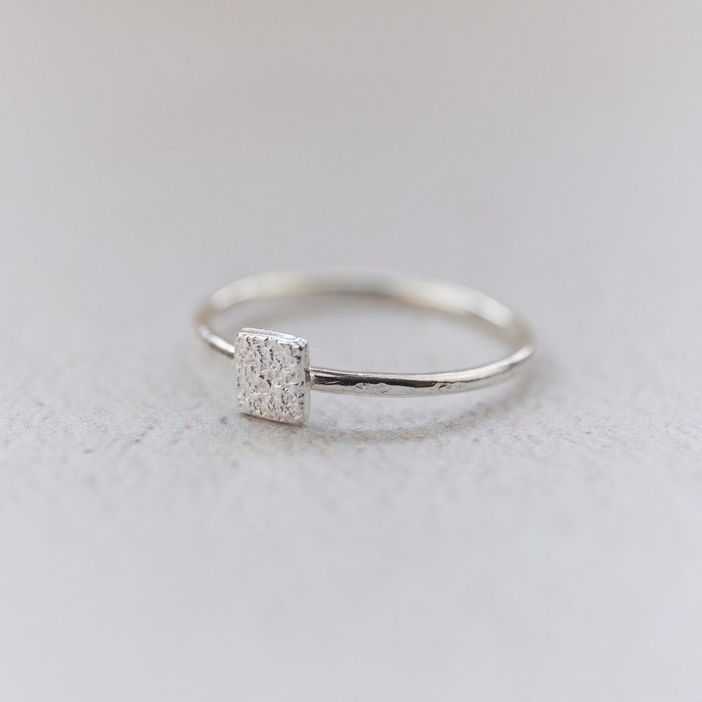 sterling silver mini square charm ring