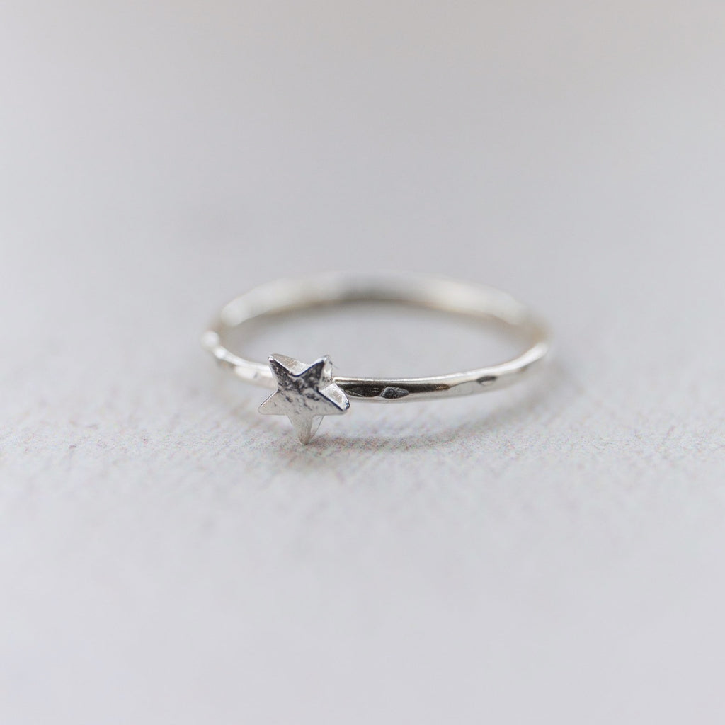 sterling silver mini star charm ring