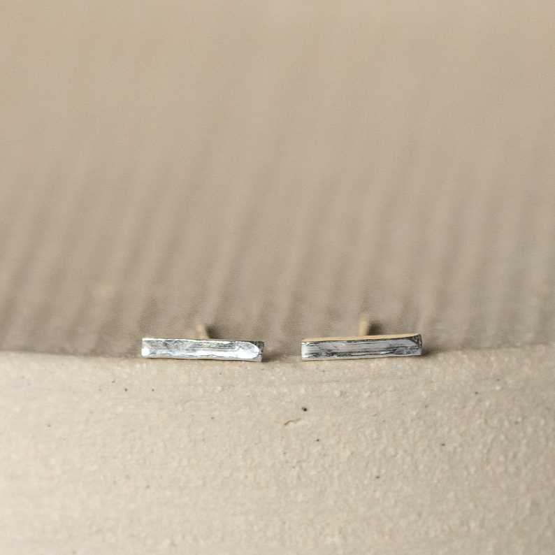 handmade sterling silver mini stick studs