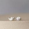 sterling silver textured mini mismatch moon and star studs