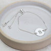 sterling silver monogram engraved bracelet handmade by Lucy Kemp Jewellery - new font