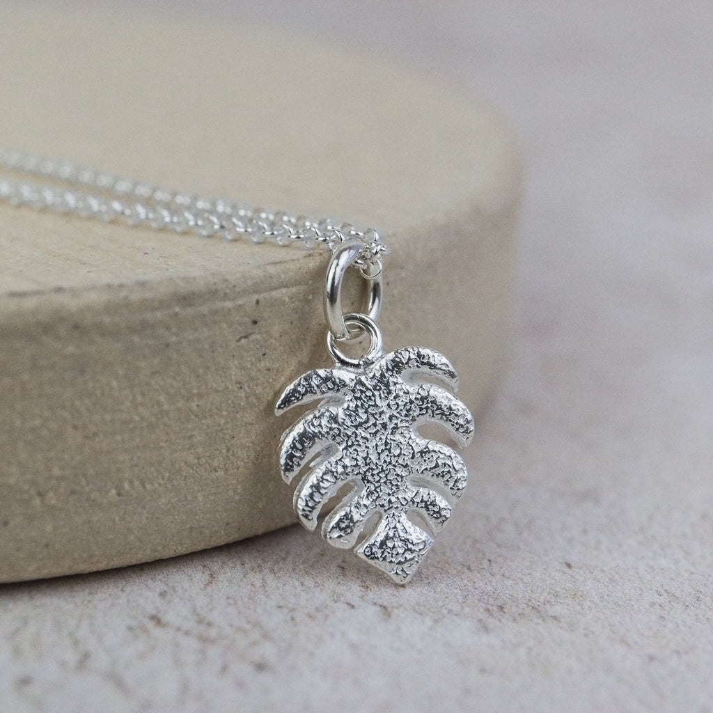 sterling silver monstera pendant by Lucy Kemp Jewellery