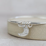 sterling silver textured moon bangle