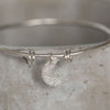 sterling silver textured moon charm bangle handmade by Lucy Kemp Jewellery