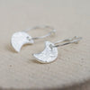 Sterling Silver Textured Moon Charm classic wire Hoops