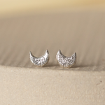 Sterling silver textured mini moon studs by Lucy Kemp Jewellery 