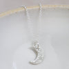 sterling silver small textured moon pendant by Lucy Kemp Jewellery