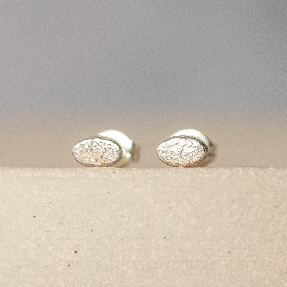 
                  
                    sterling silver mini oval studs handmade  by Lucy Kemp Jewellery
                  
                