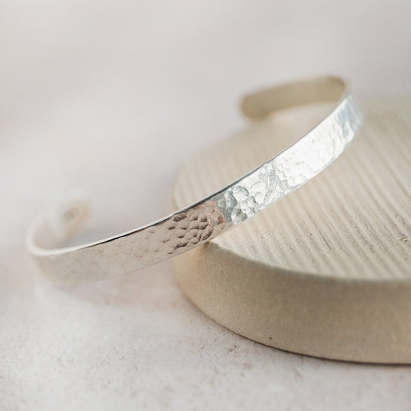 sterling silver personalised engraved cuff for men handmade by Lucy Kemp Jewellery