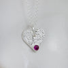 ruby heart birthstone pendant by Lucy Kemp jewellery