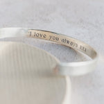 sterling silver personalised engraved cuff for men handmade by Lucy Kemp Jewellery