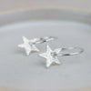 Handmade Lucy Kemp Jewellery Sterling Silver Text Star Charm sleeper Hoops