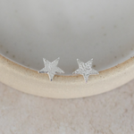 Sterling silver textured star studs by Lucy Kemp Jewellery