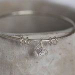 handmade sterling silver textured heart charm bangle