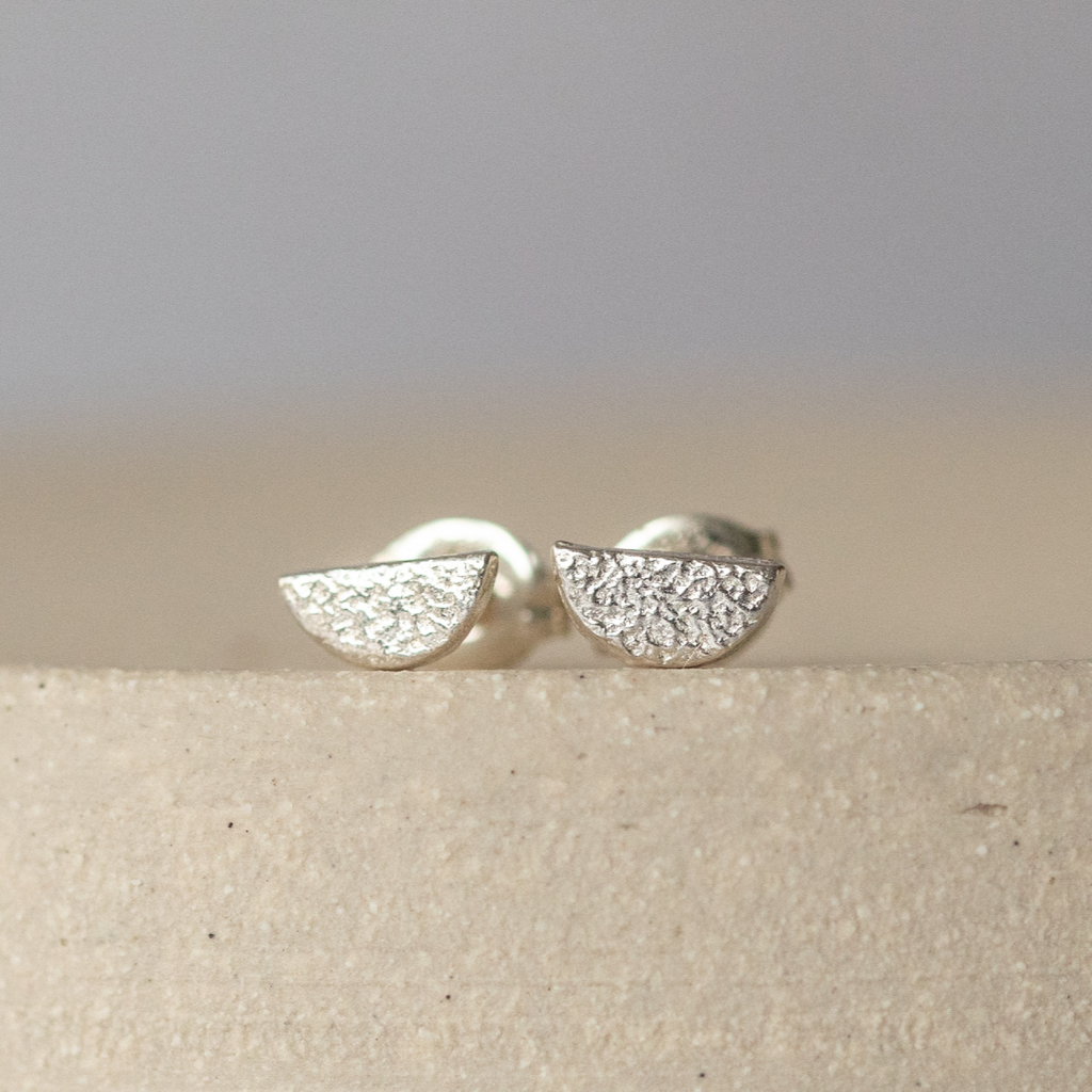 Handmade textured  Sterling silver Mini Sunrise Studs