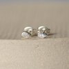 handmade sterling silver mini textured teardrop studs by Lucy Kemp Jewellery