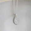 Sterling silver small textured teardrop pendant by Lucy Kemp Jewellery 