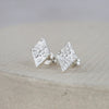 Sterling silver textured diamond studs by Lucy Kemp Jewellery 