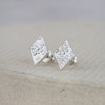 Sterling silver textured diamond studs by Lucy Kemp Jewellery 