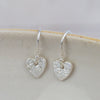 sterling silver mini textured heart earrings