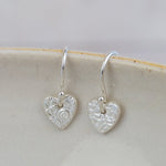 sterling silver mini textured heart earrings