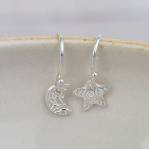 
                  
                    sterling silver mini textured mini mismatch earrings handmade by Lucy Kemp Jewellery 
                  
                