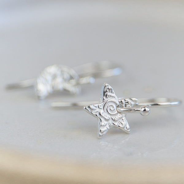 sterling silver mini textured mini mismatch earrings