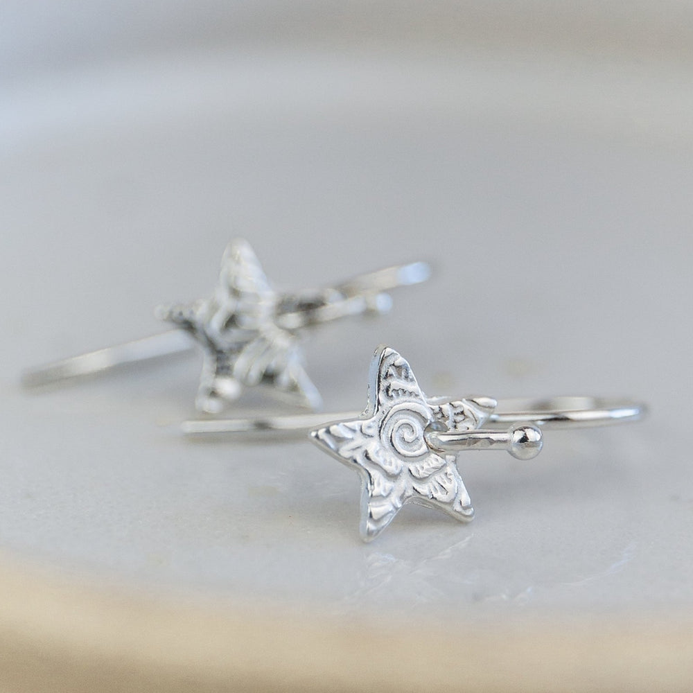 sterling silver mini textured star earrings by Lucy Kemp Jewellery
