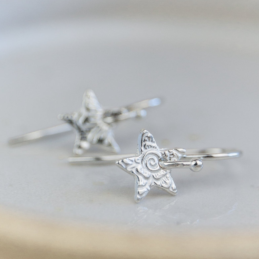 sterling silver mini textured star earrings by Lucy Kemp Jewellery