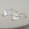 handmade sterling silver textured tilted heart charm classic wire hoops