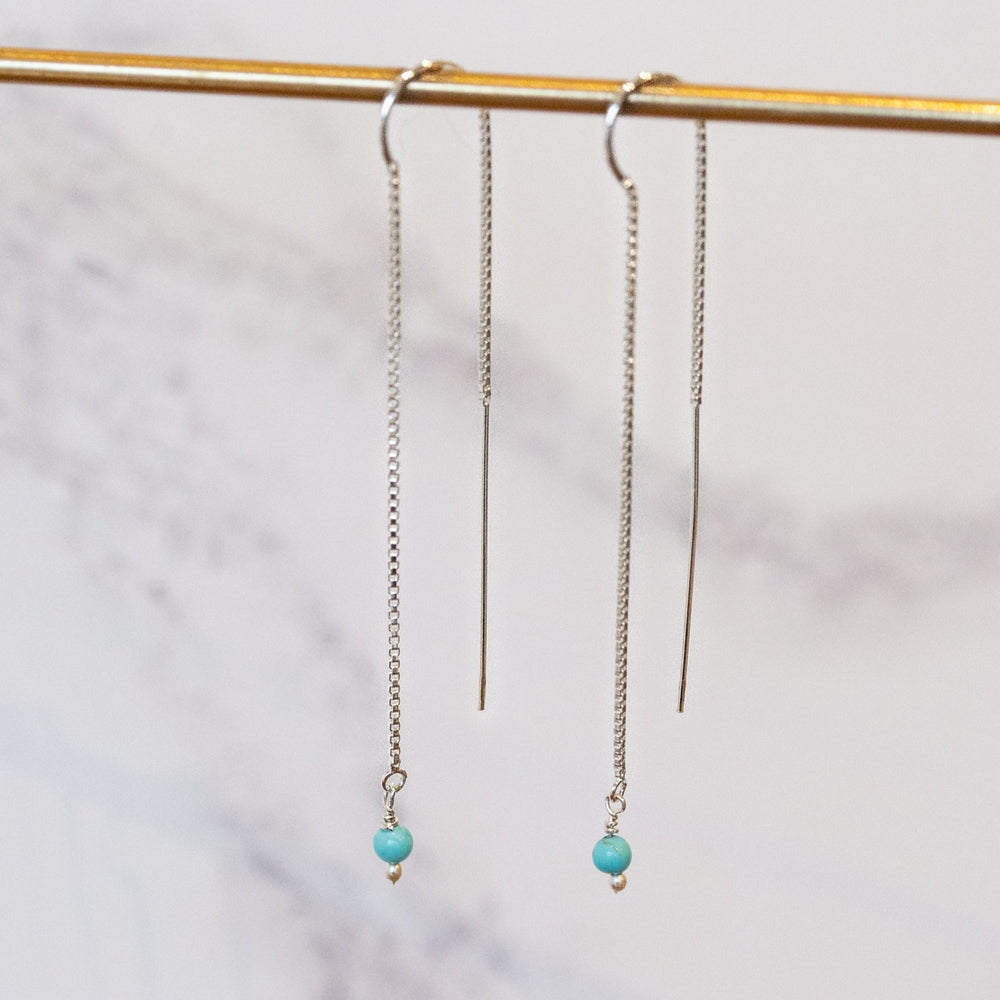 
                  
                    sterling silver and turquoise threader earrings handmade by Lucy Kemp Jewellery 
                  
                