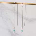 sterling silver and turquoise threader earrings handmade by Lucy Kemp Jewellery 